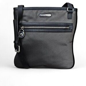 Michael Kors Kempton East West Large Graphite Nylon Leather Crossbody Bag COA